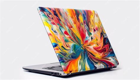 Premium Photo Abstract Laptop Painting With Vibrant Multi Colored Ink