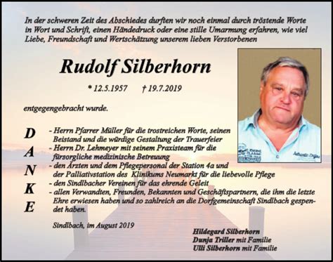 Traueranzeigen Von Rudolf Silberhorn Mittelbayerische Trauer