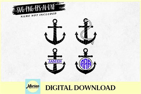 Anchor Svg Bundle Anchor Monogram Anchor Split Monogram Etsy Finland