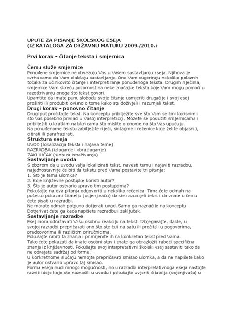 (PDF) Upute za pisanje školskog eseja - DOKUMEN.TIPS