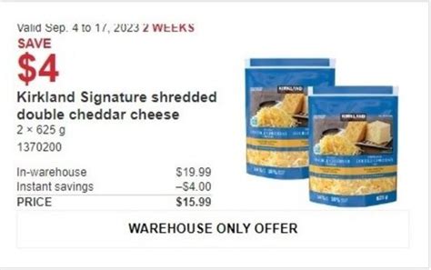 Kirkland Signature Shredded Double Cheddar Cheese Offer At Costco