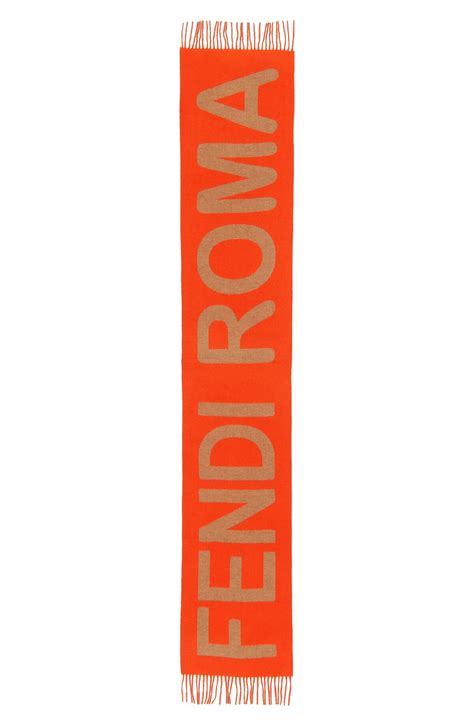 Fendi Logo Jacquard Reversible Cashmere And Wool Scarf Editorialist