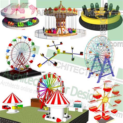 Amusement Park Rides And Playground Equipment Sketchup Models