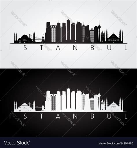 Istanbul Skyline And Landmarks Silhouette Vector Image