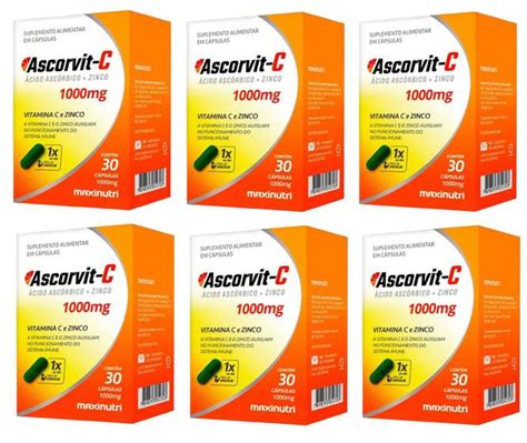 Caixas Ascorvit C Mg Vitamina C E Zinco C Psulas Maxinutri