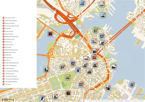 Boston Attractions Map | FREE PDF Tourist City Tours Map Boston 2025