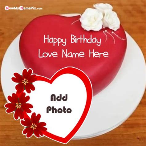 Make Photo Frame For Lover Name Wishes Happy Birthday Cake