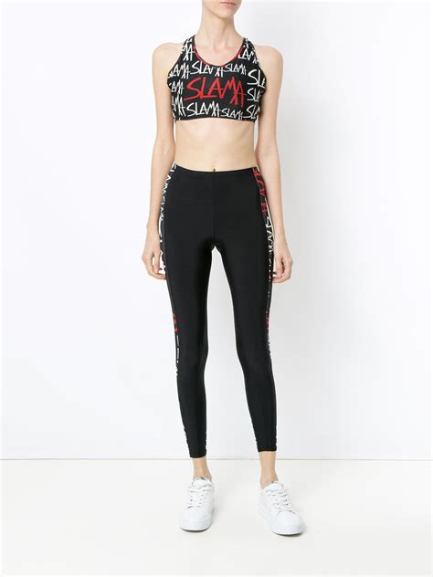 Amir Slama Logo Print Bikini Top In Black ModeSens