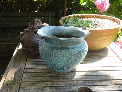 Art Nouveau Copper Planter Victorian Verdigris Jardiniere Etsy Art