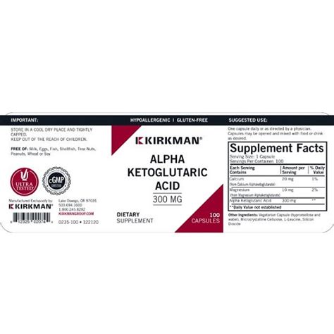 Alpha Ketoglutaric Acid Mg Capsules Hypo Ct Supplements