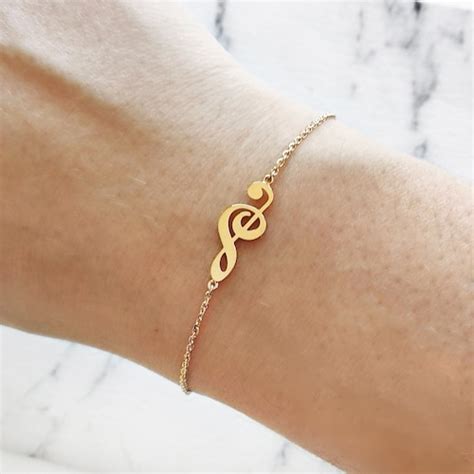 K Gold Music Note Necklace Treble Clef Charm Necklace Etsy