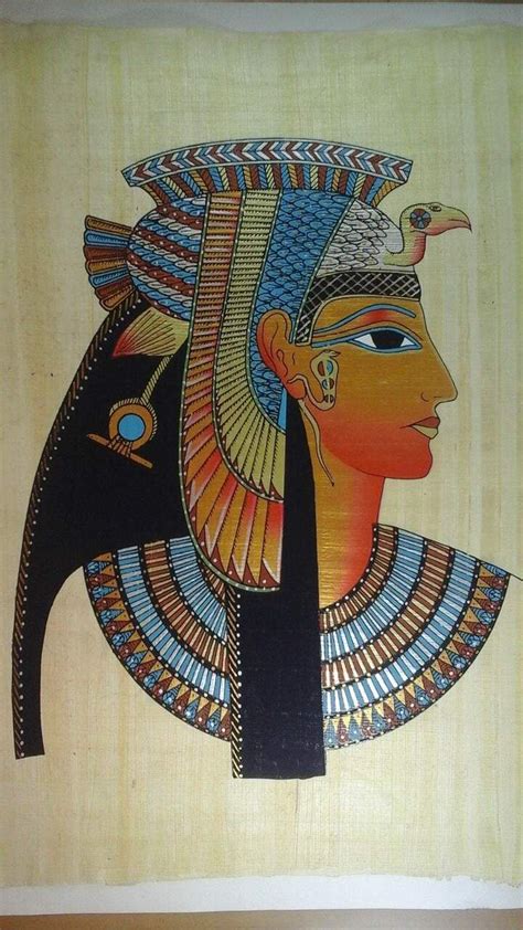 Ancient Egyptian Queen Cleopatra Vii Philopator Hand Painted Papyrus In