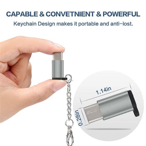 Aluminum Usb Type C To Micro Usb Convert Connector With Keychain Charger Adapter Ebay