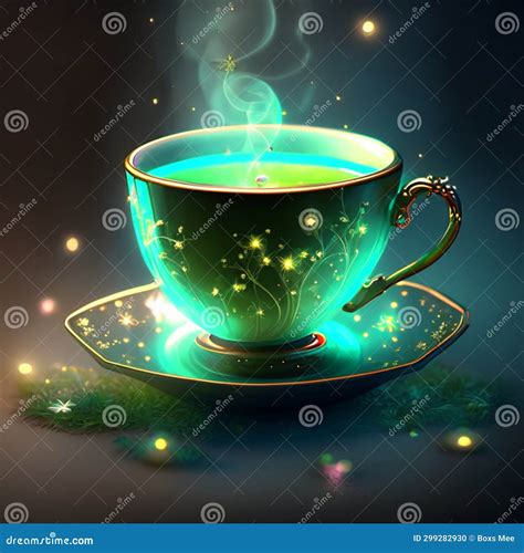 Cup Of Hot Tea With Steam On A Dark Background Vector Illustration Generative Ai Stock