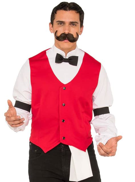 Red Saloon Bartender Dress Up Costume Bartender Costume For Men