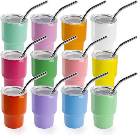 Amazon Joyclub 12 Pack 3 Oz Mini Tumbler Shot Glass With Straw