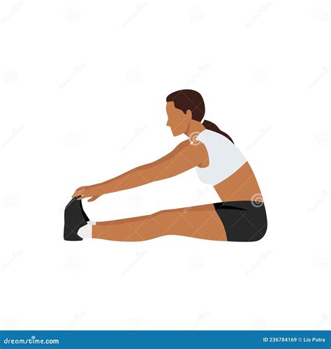 Woman Doing Seated Forward Bend Stretch Exercise Stock Vector