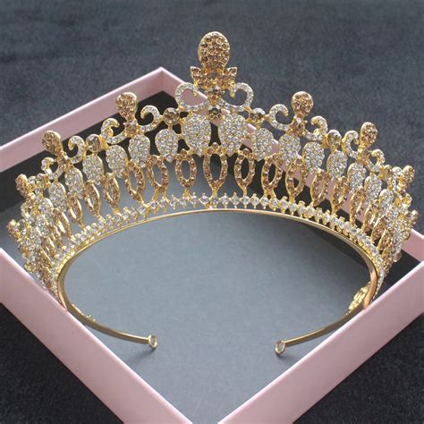 Aliexpress Buy Luxurious European Golden Crystal Queen Tiara