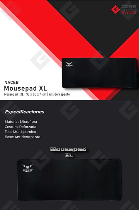 Mousepad Naceb XL 300 X 800 X 40mm Negro NA 0960 Core Gaming