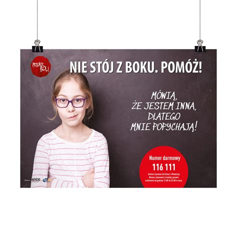 Plakat profilaktyczny Mówią że jestem inna Nie stój z boku pomóż