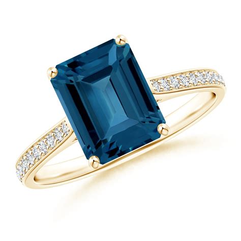 Exquisite London Blue Topaz Ring For Her 14K Yellow Gold Filled Ring