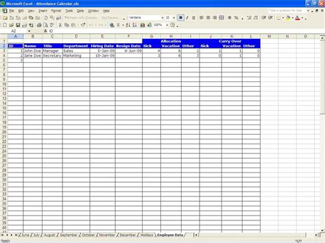 Paid Time Off Tracking Excel Spreadsheet Inside Employee Paid Time Off