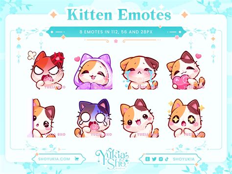 Kitten Twitch Emote Pack Calico Cute Twitch Emotes Twitch Cat Emote