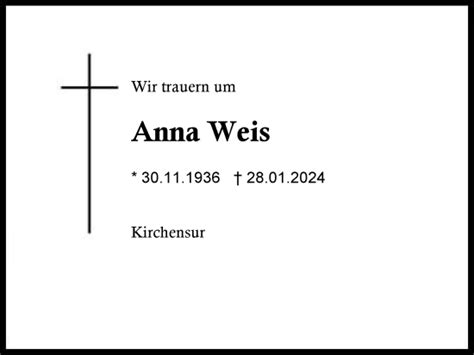 Traueranzeigen Von Anna Weis Traueranzeige Aus Der Region