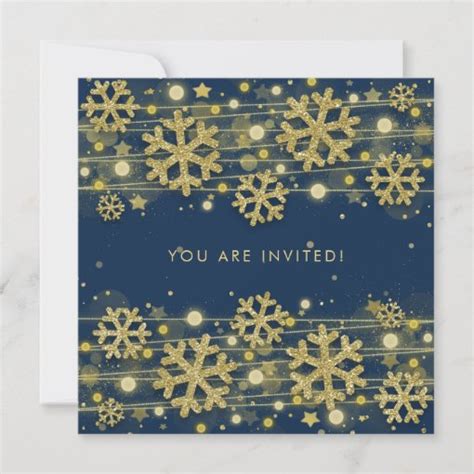 Gold Navy Blue Winter Glitter Glam Th Birthday Invitation Zazzle