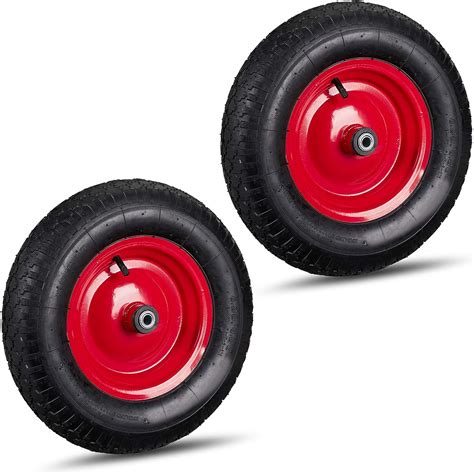 Relaxdays Set Of 2 Wheelbarrow Wheels 4 80 4 00 8 Pneumatic Steel 3