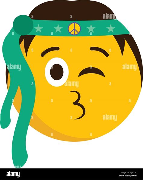 Hippie Emoji Blowing A Kiss Stock Vector Image And Art Alamy