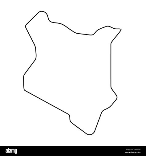 Kenya Country Simplified Map Thin Black Outline Contour Simple Vector