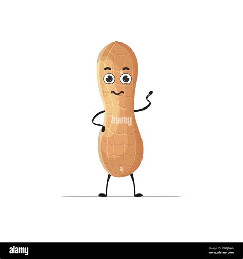 Cute Peanut Character Cartoon Mascot Nut Healthy Vegetarian Food