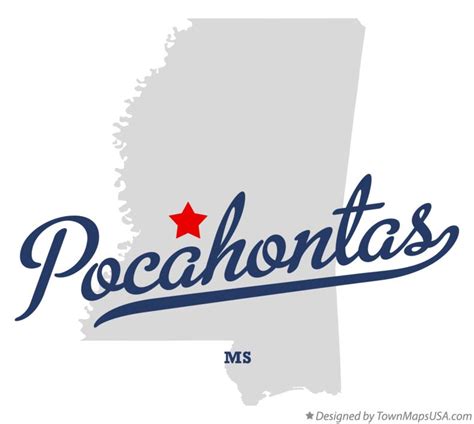 Map of Pocahontas, MS, Mississippi