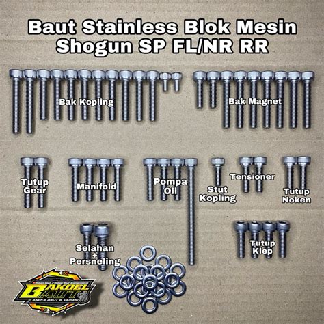 Jual Baut Blok Mesin Shogun Sp Fl Nr Rr Baut L Stainless Anti Karat