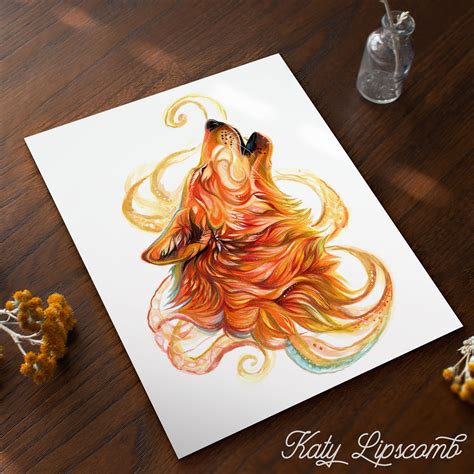 Orange Howling Wolf Print · Katy Lipscomb Llc · Online Store Powered By Storenvy