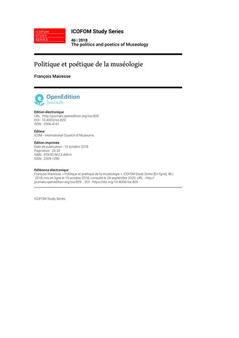 Pdf Politique Et Po Tique De La Mus Ologie