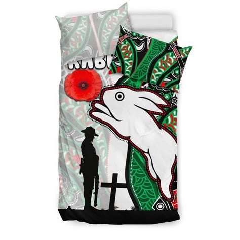 AIO Pride Rabbitohs 3 Piece Duvet Cover Set Indigenous Anzac Day AIO