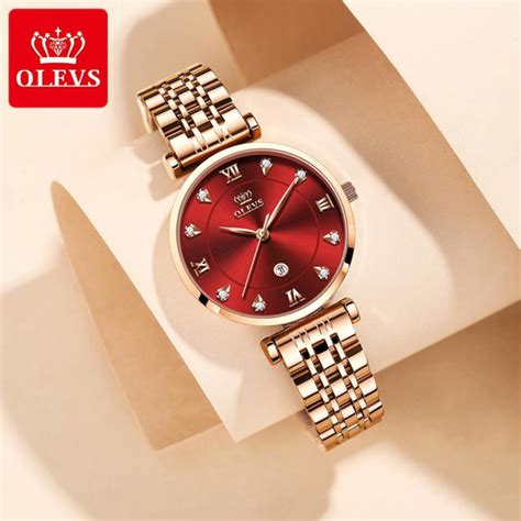 Olevs Women Luxury Waterproof Watch Stainless Steel Rose Gold Luxury