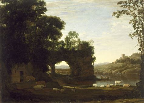 landscape   rock arch  river  claude lorrain