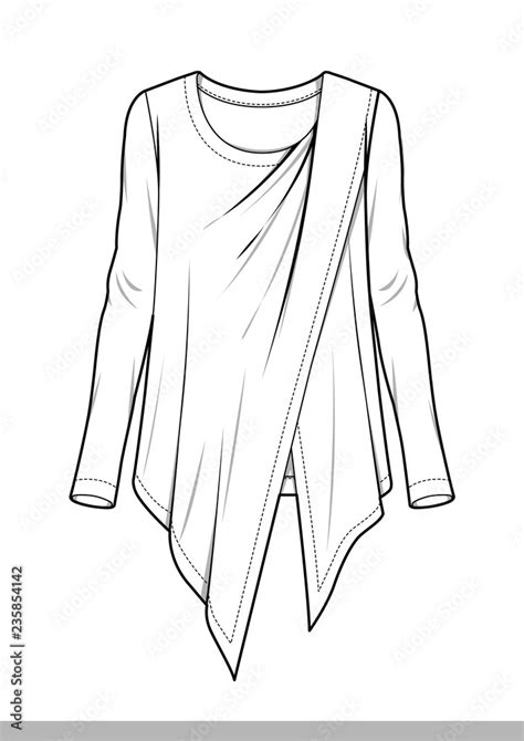 Woven Top Fashion Flat Technical Drawing Template Stock Vector Adobe