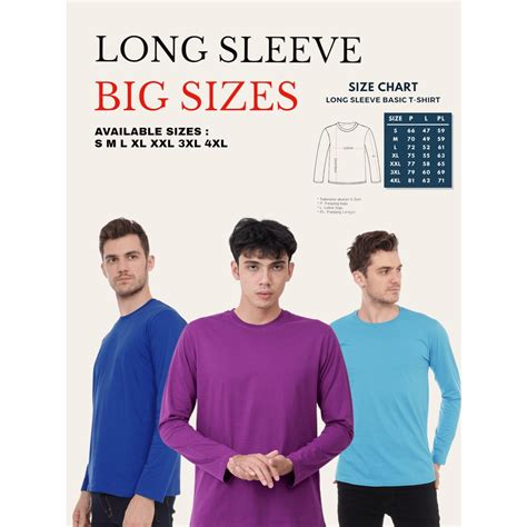 Jual Big Sizes Kaos Polos Unisex Lengan Panjang Long Sleeve Combed