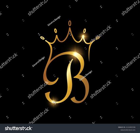 Vector Illustration Golden Crown Monogram Initial Stock Vector Royalty