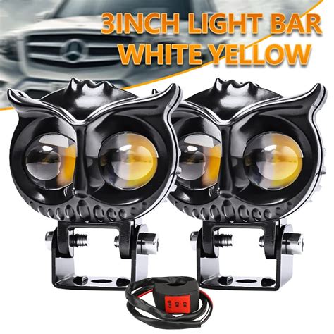 Motorcycle Fog Light Car Dual Color Led Headlight Owl Design Head Light