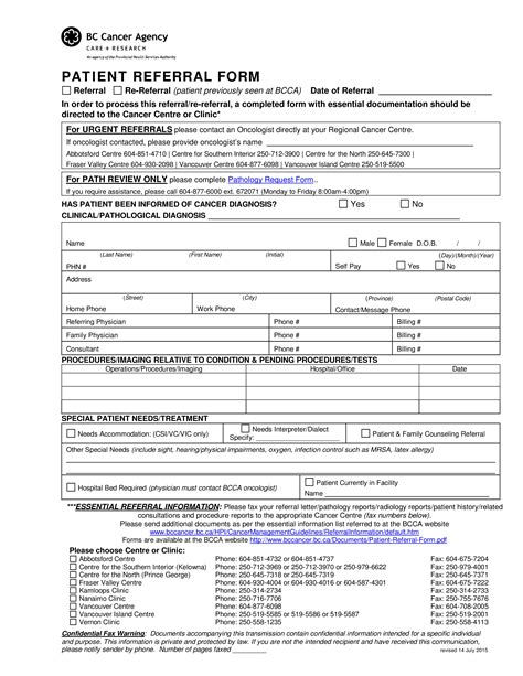 Printable Blank Referral Form