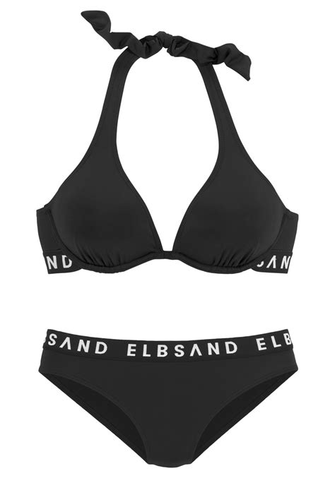 Bügel Bikini mit kontrastfarbenen Markenschriftzügen Elbsand