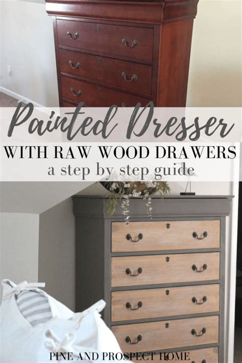 Painted Dresser With Raw Wood Drawers Refinished Dresser Diy Diy