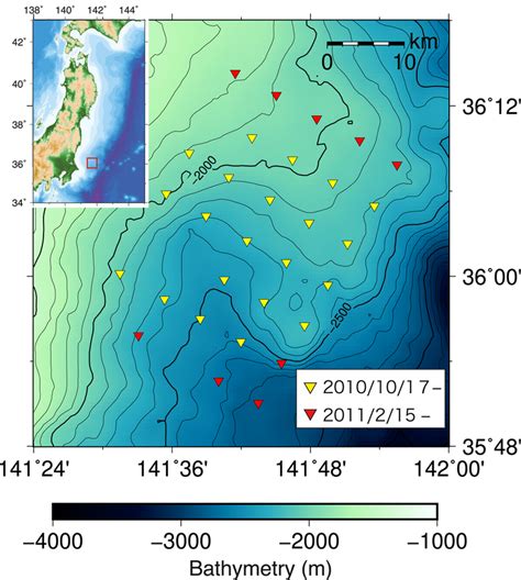 Stations Of The Ocean Bottom Seismometers Array In The Region Off