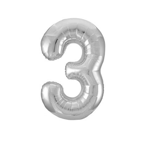 Ballon géant chiffre 3 aluminium argent 104 cm Ballons Ballons