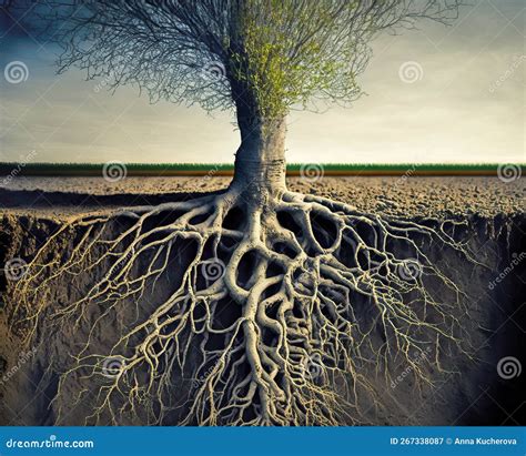 Tree Roots Underground Structure Soil Cross Section Generative Ai